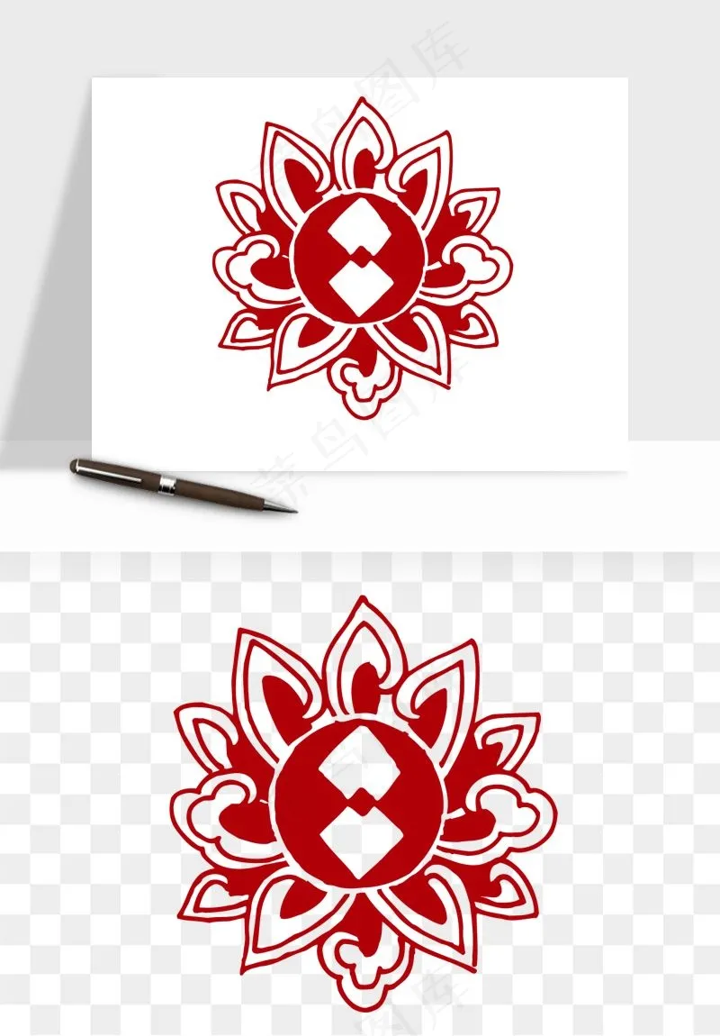 传统窗花剪纸图案png免抠