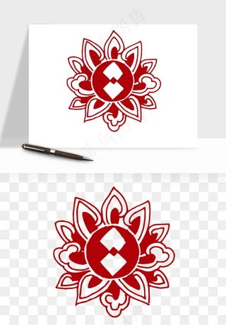 传统窗花剪纸图案png免抠