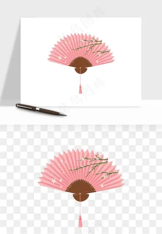 古风扇子元素png免抠