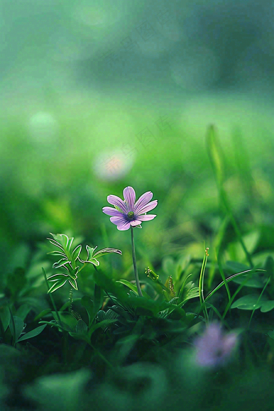 春天草丛里的小花立春惊蛰春分摄影图