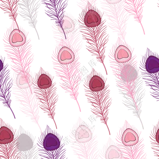 无缝拼接心形元素羽毛图案免抠素材