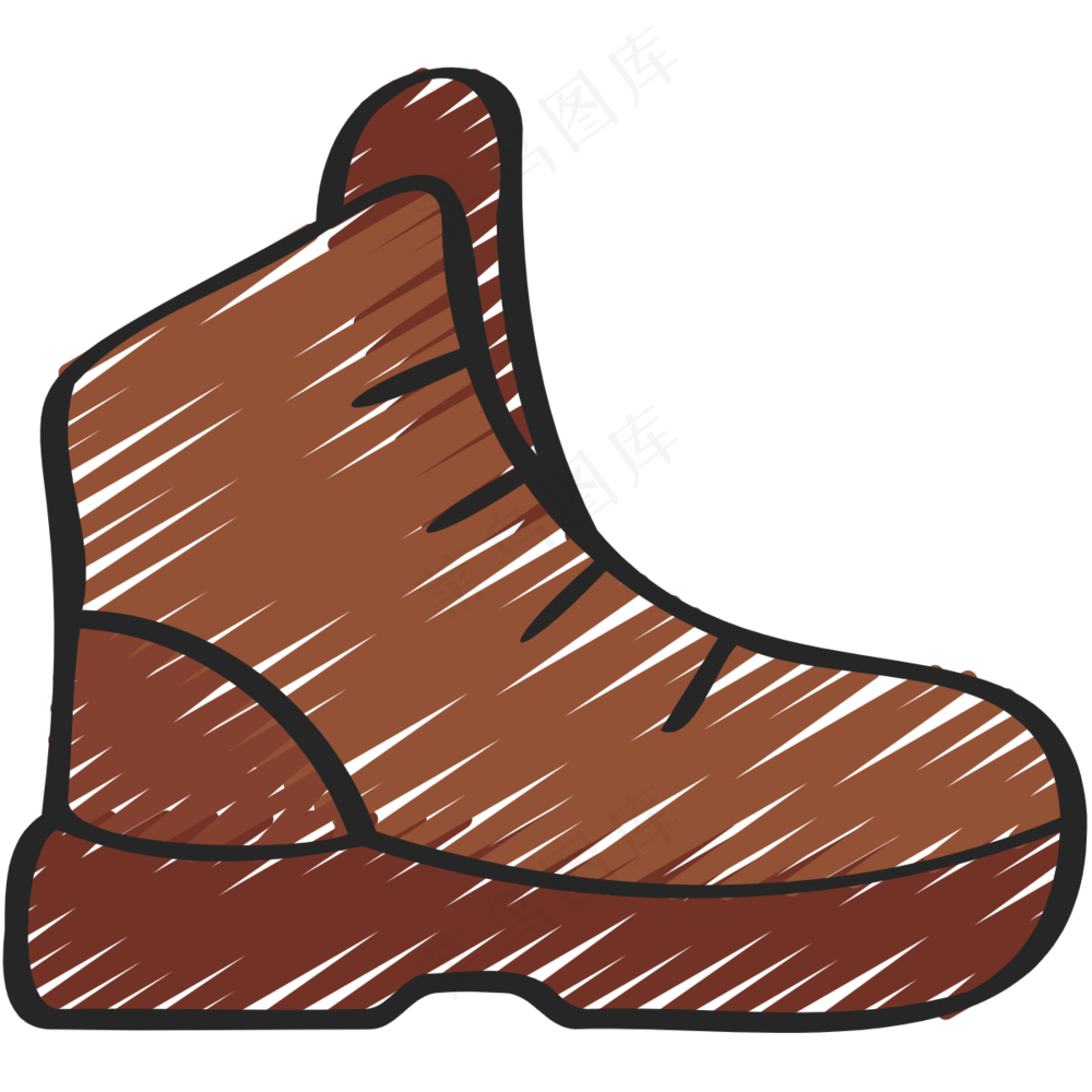 棕色登山靴 铅笔手绘图标icon