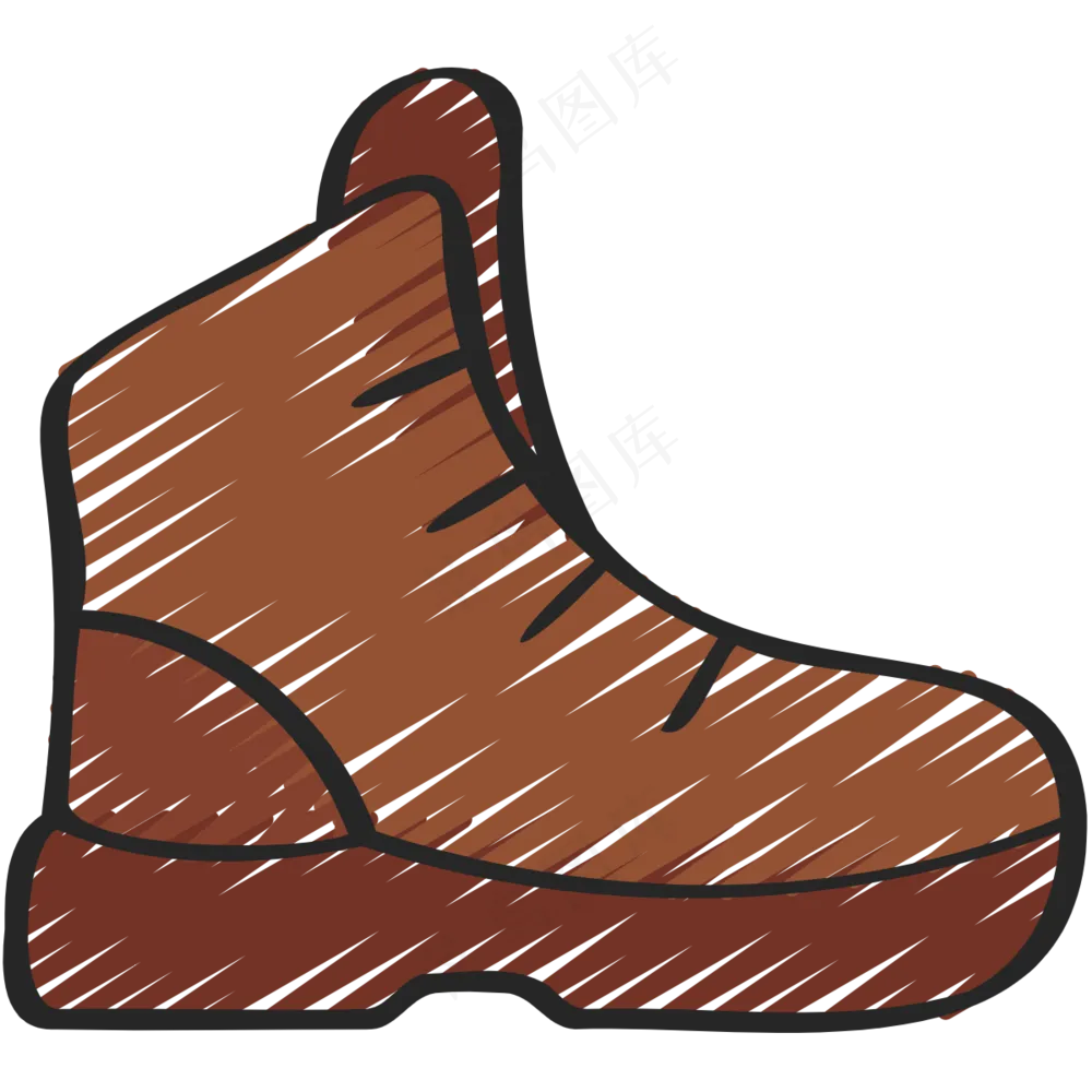棕色登山靴 铅笔手绘图标icon