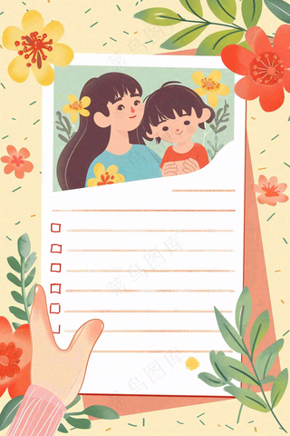 母亲节信封插画写信亲情创意插画背景