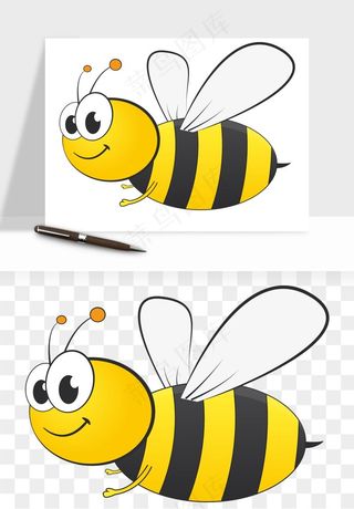 卡通蜜蜂采蜜png免抠