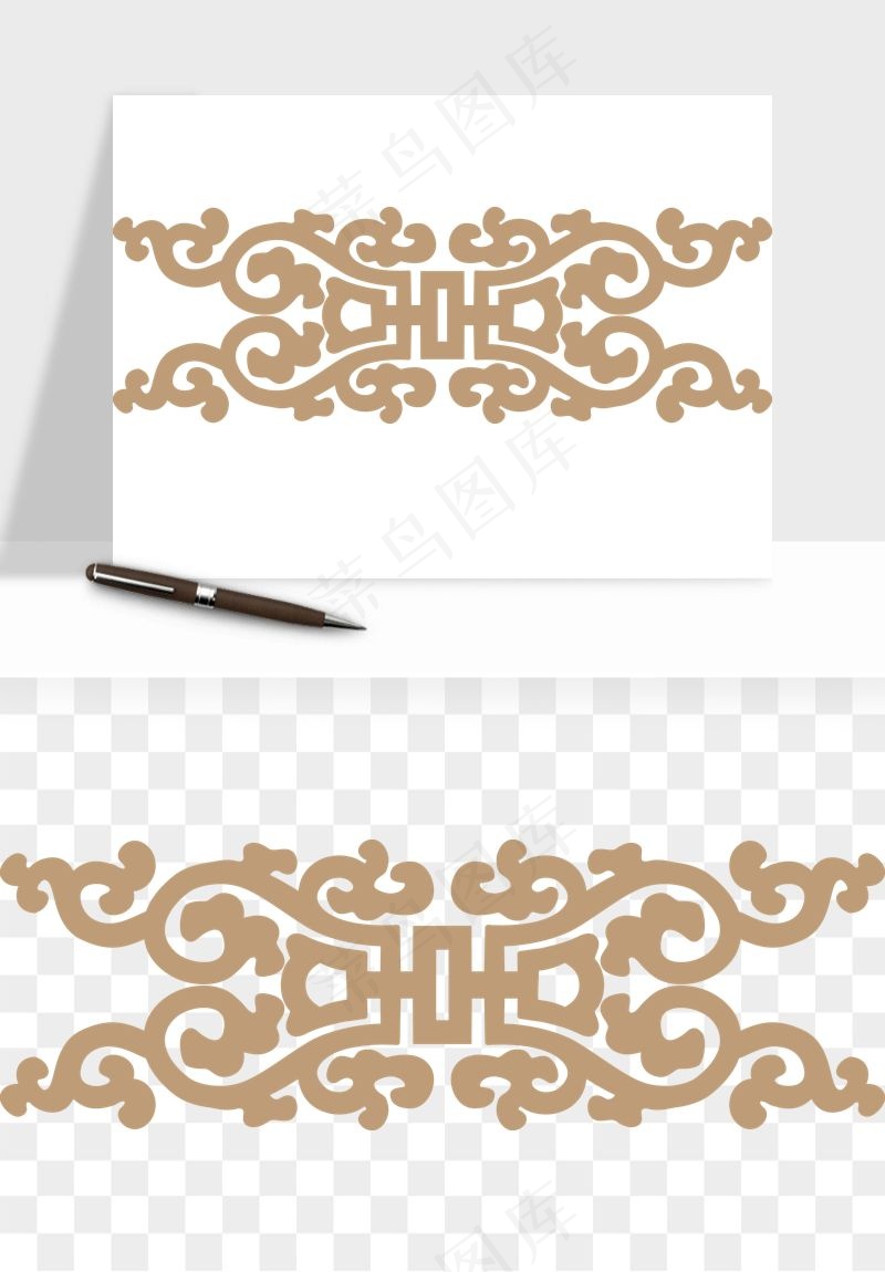 中式边框花纹图案png免抠