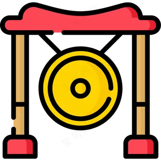 锣 线性彩色图标