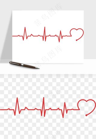 手绘心电图爱心线条png免抠