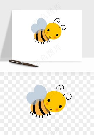 卡通蜜蜂采蜜png免抠