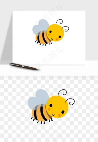 卡通蜜蜂采蜜png免抠