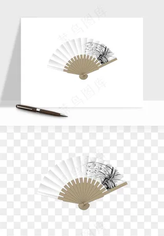 古风扇子元素png免抠