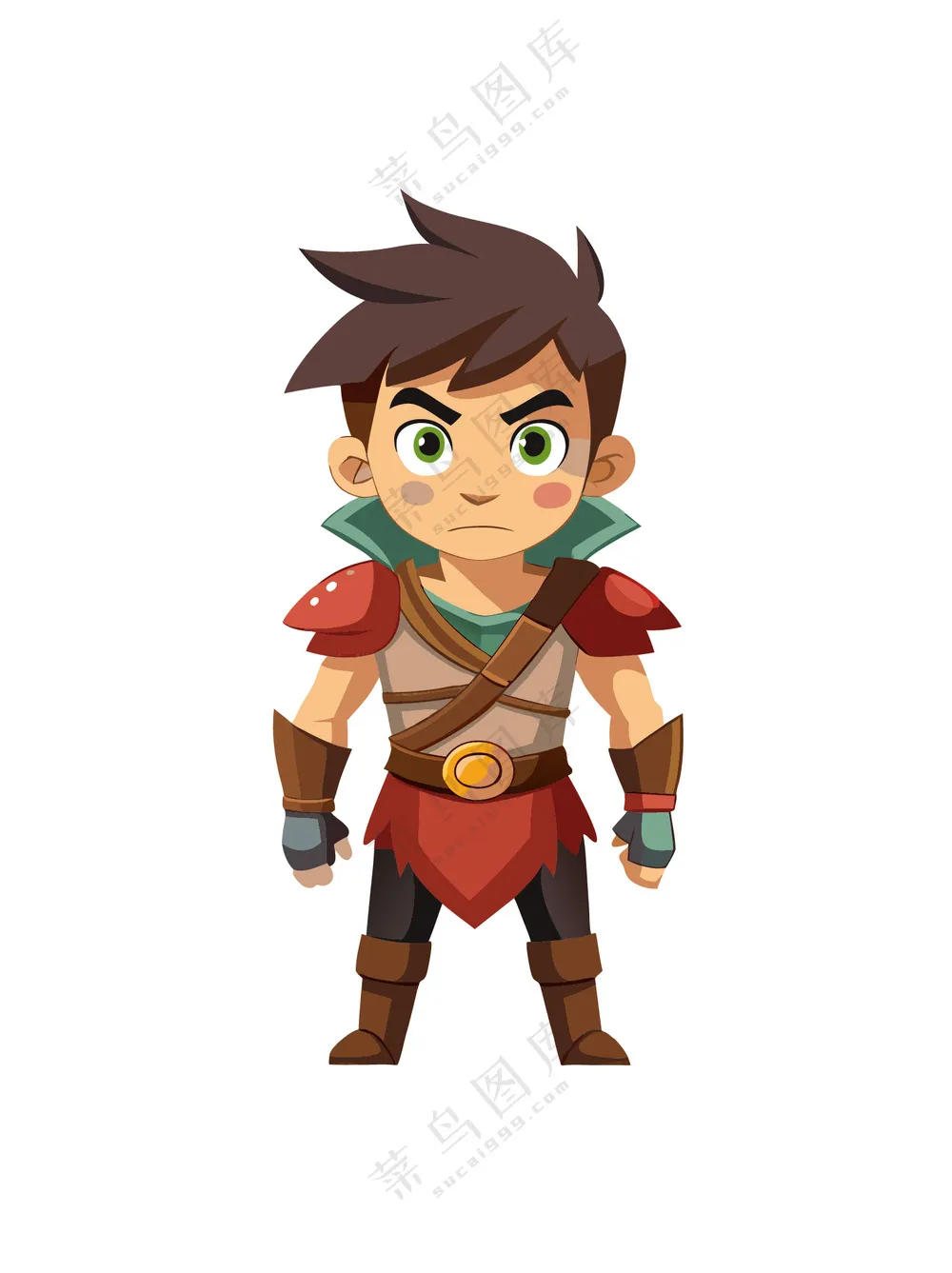 矢量人物卡通武装铠甲男孩