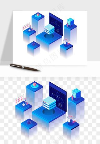 立体2.5d科技商务png免抠