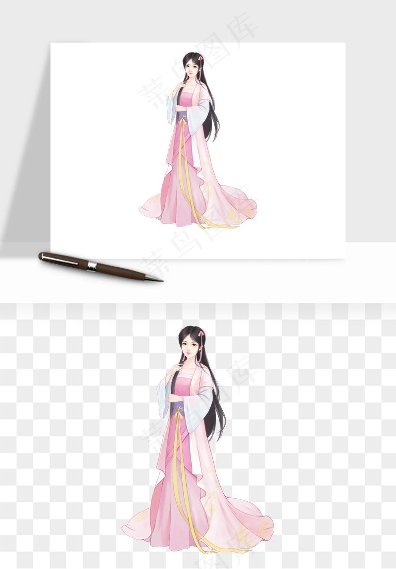 古风美人女子背影png免抠