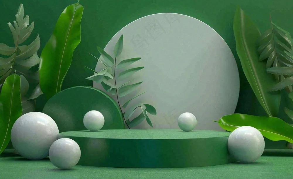 美妆护肤3d展台清新背景