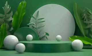 美妆护肤3d展台清新背景