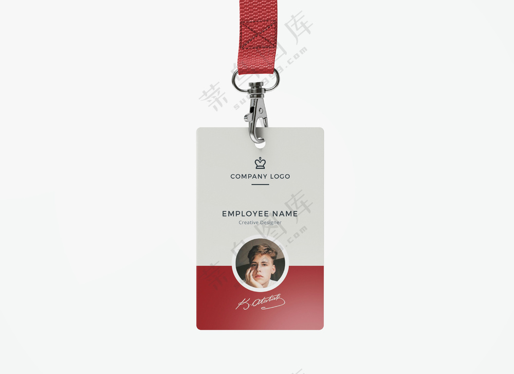 工牌厂牌胸牌企业工作证件简约VI样机PSD模板1
