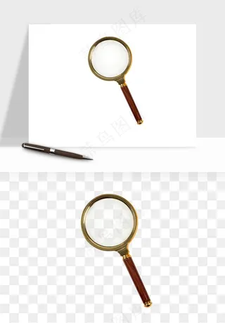 手绘放大镜镜片png免抠