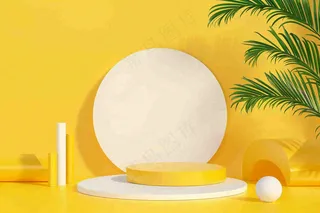 电商促销简约立体几何海报背景电商C4D展台背景