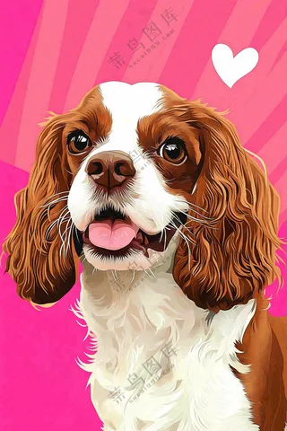 萌宠宠物小狗可爱玫红色插画背景
