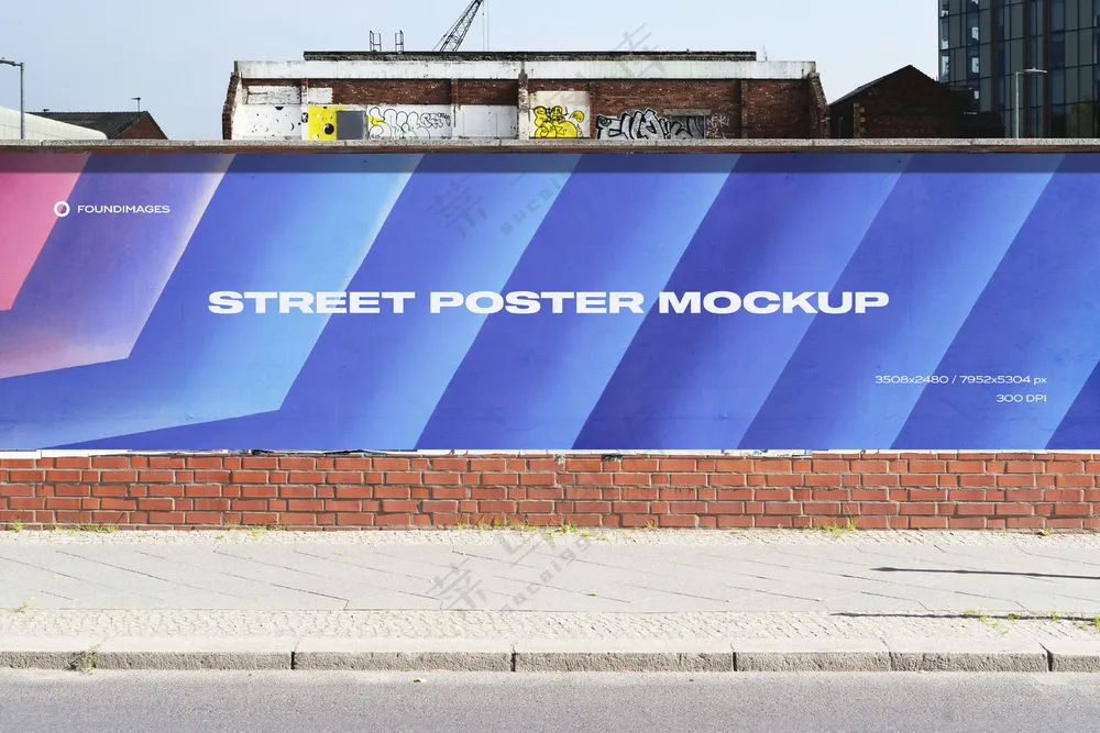 17户外巨幅海报样机广告墙绘PS模板