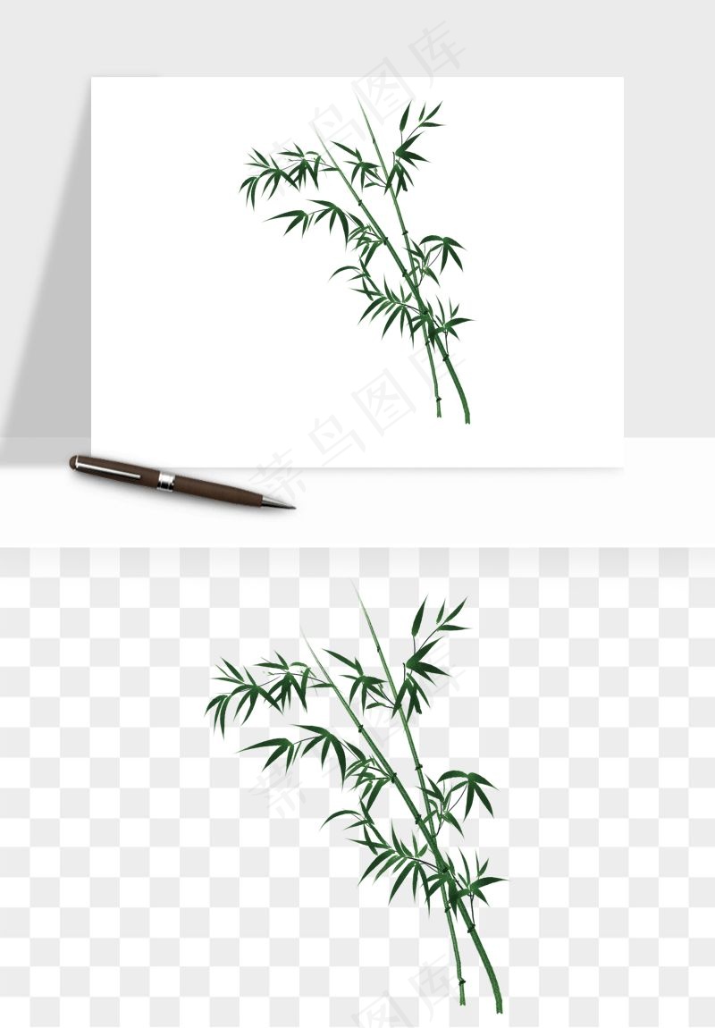 手绘竹子竹叶png免抠