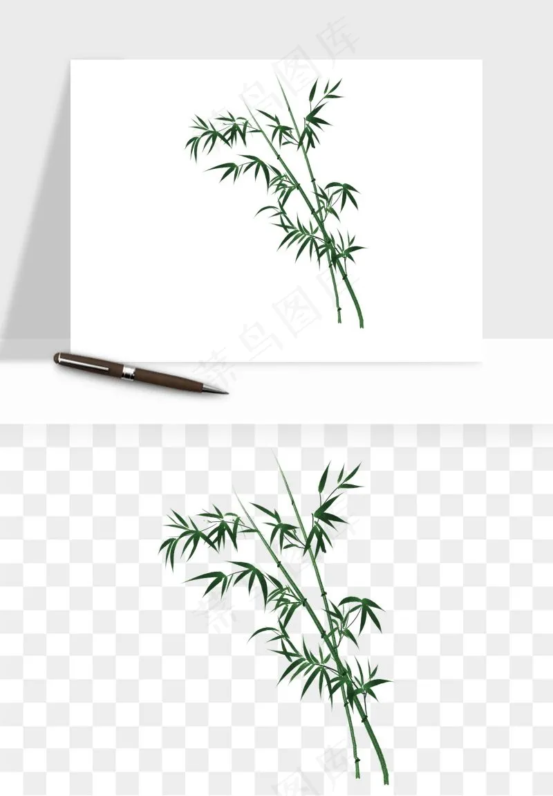 手绘竹子竹叶png免抠