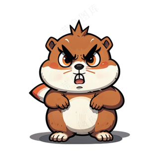 可爱土黄色卡通暴躁鼠鼠免抠图