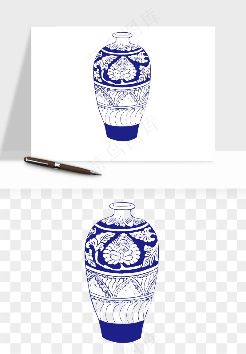 青花瓷陶瓷png免抠