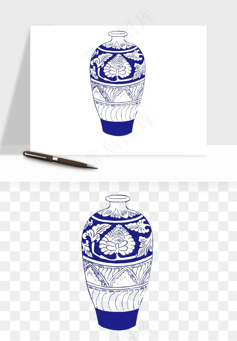 青花瓷陶瓷png免抠