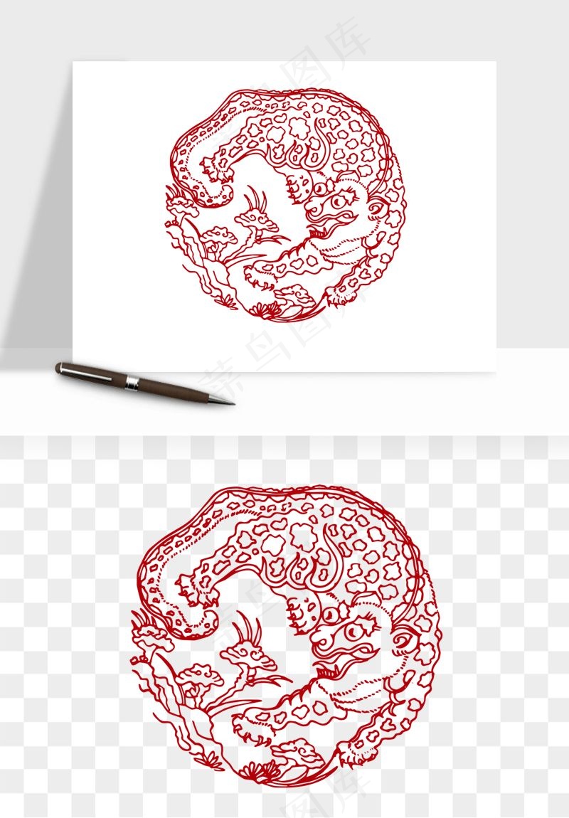 传统窗花剪纸图案png免抠