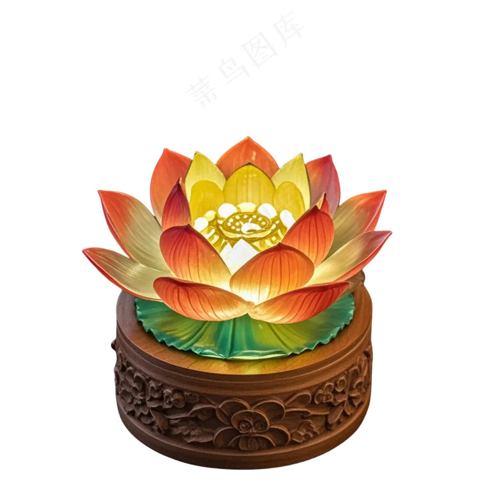 中式彩色莲花灯免抠图中元节
