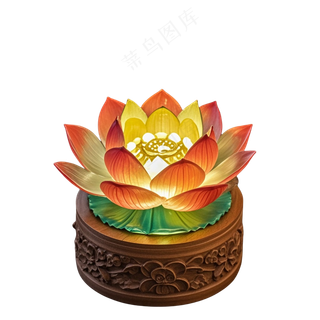 中式彩色莲花灯免抠图中元节