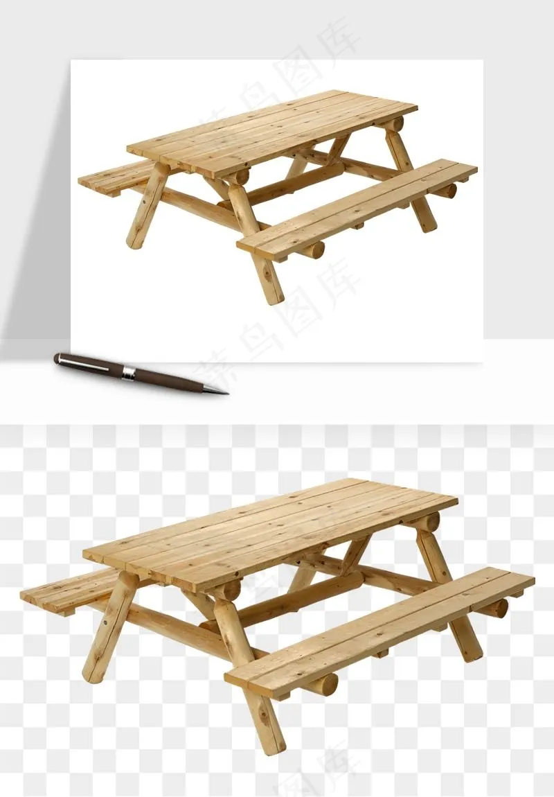 老式木桌木椅木凳png免抠