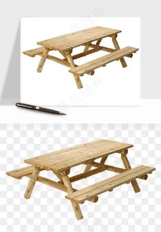老式木桌木椅木凳png免抠