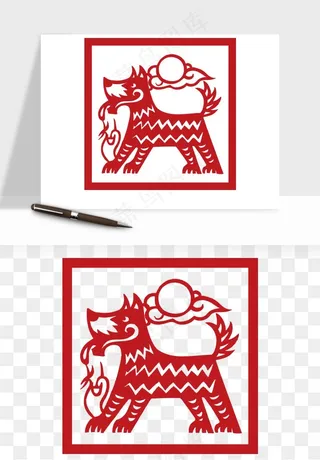 十二生肖剪纸中式纹样图案png免抠