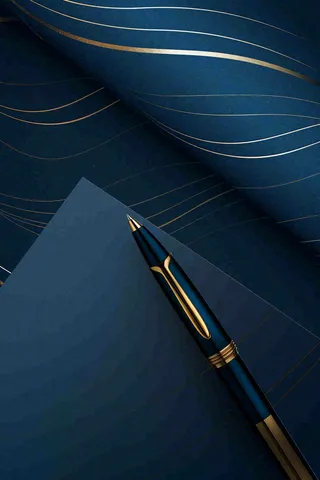 蓝色沉稳钢笔书写金色线条教师节背景