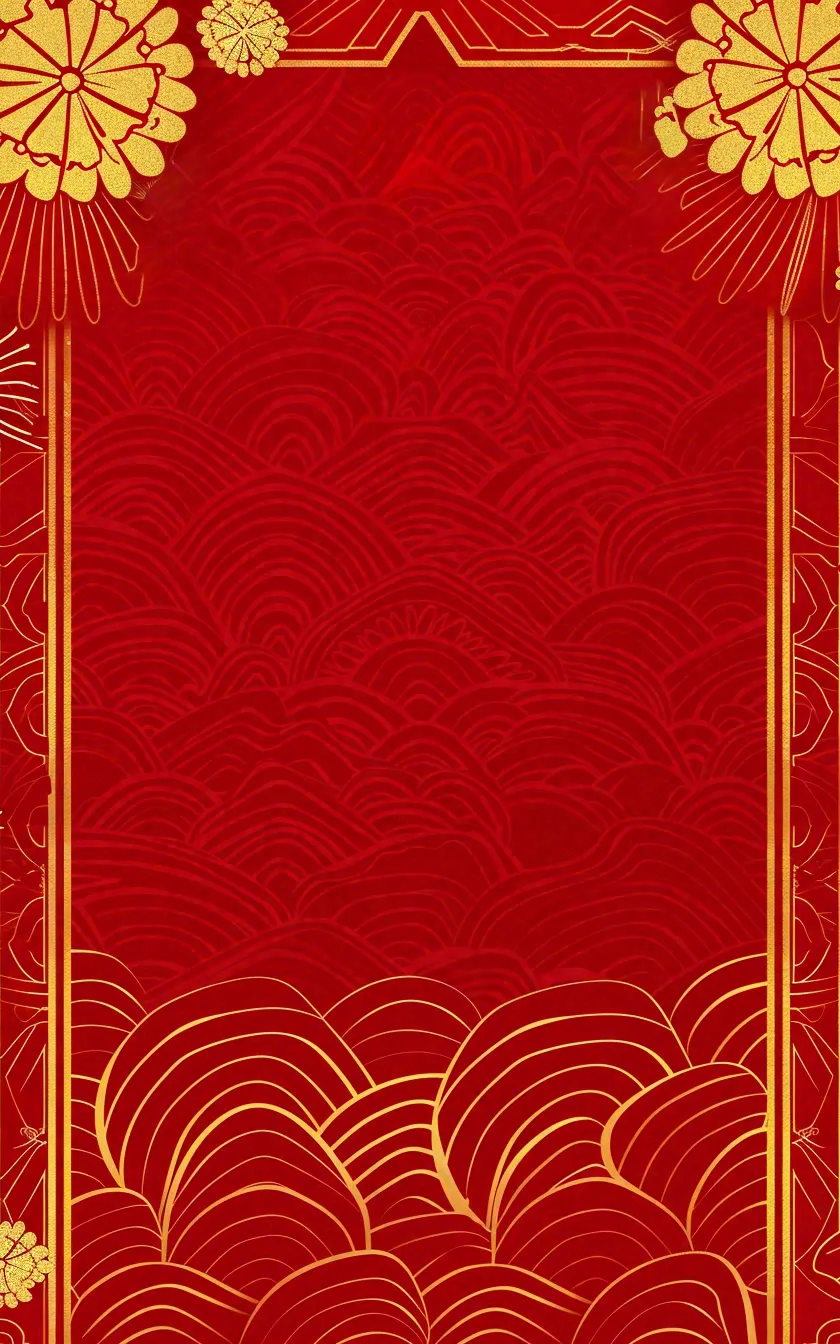 中国风红色祥云新年喜庆元旦插画背景