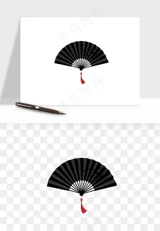 古风扇子元素png免抠