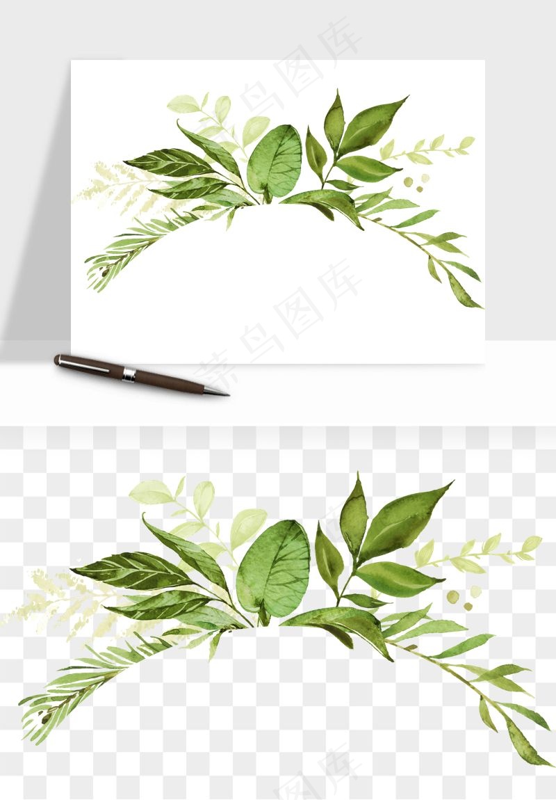 清新手绘植物png免抠