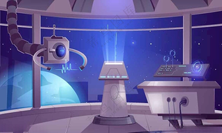 卡通飞船内部内部星空