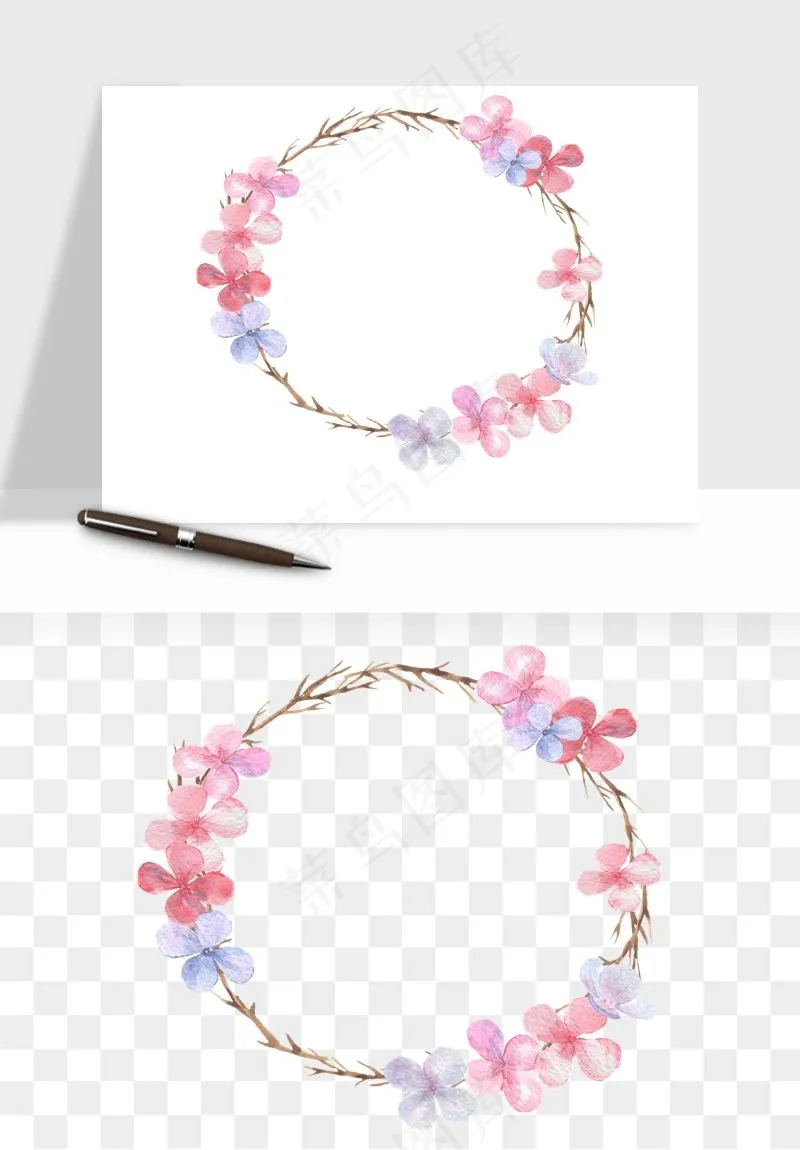 手绘花环边框浪漫png免抠