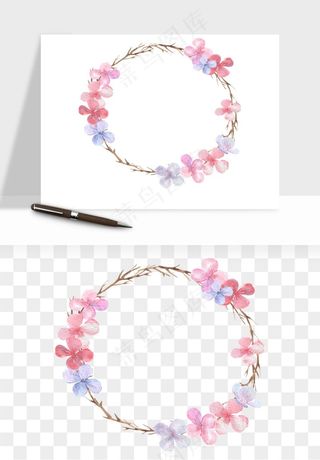 手绘花环边框浪漫png免抠