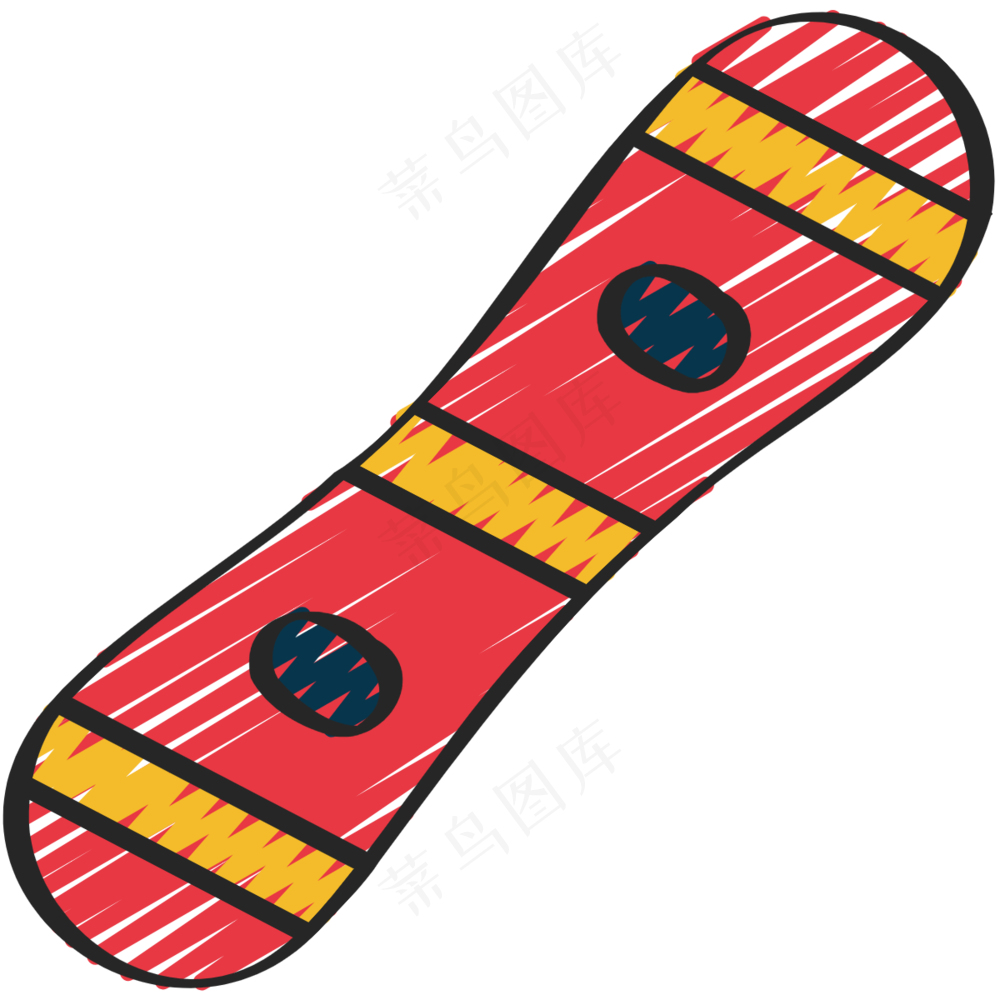 红色滑雪板 铅笔手绘图标icon