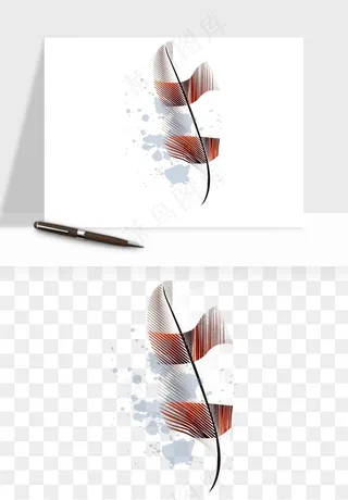 白羽毛漂浮彩色羽毛png免抠