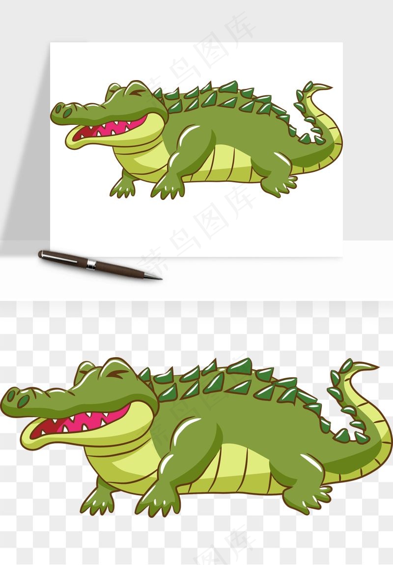 手绘鳄鱼png免抠