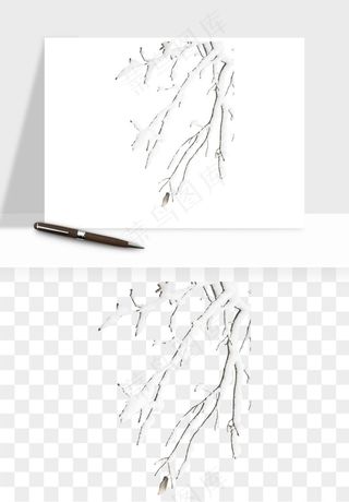 雪树枯树冬天树木png免抠