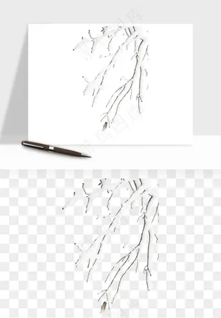 雪树枯树冬天树木png免抠