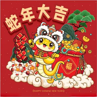 卡通蛇年形象蛇年蛇年展板海报