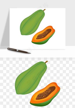 木瓜水果png免抠